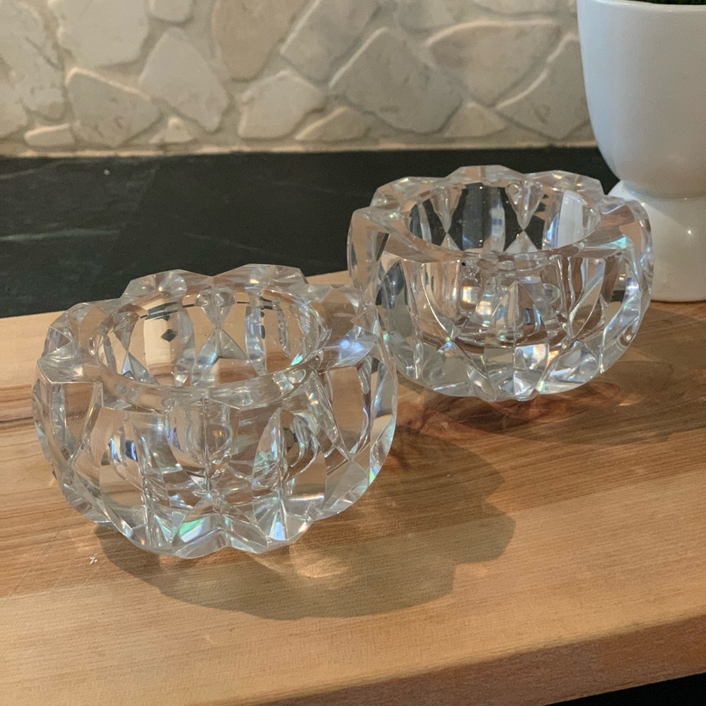 CRYSTAL | Set of 2 | Heavy Cut Crystal Votive Holders